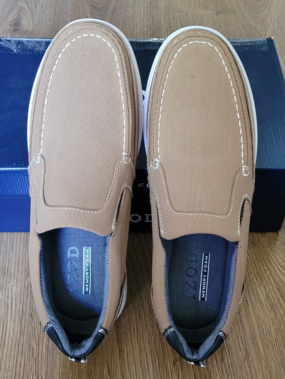 IZOD Men's Tan Slip-On Memory Foam Loafers